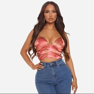 Chic Chain-Embellished Satin Crop Top